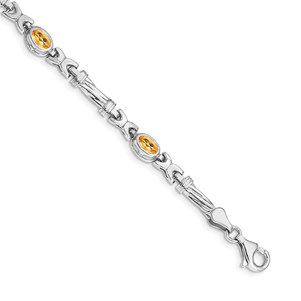 14k White Gold Citrine November Birthstone Bracelet 7 Mm X 5 Mm 3120$